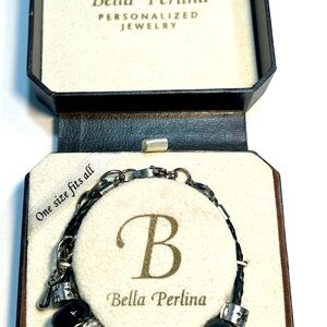 Bella Perlina Black and Silver Charm Bracelet